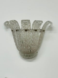 Pair of Murano Glass Wall Sconces by Barovier & Toso, Fleur de Lis, Mid-Century