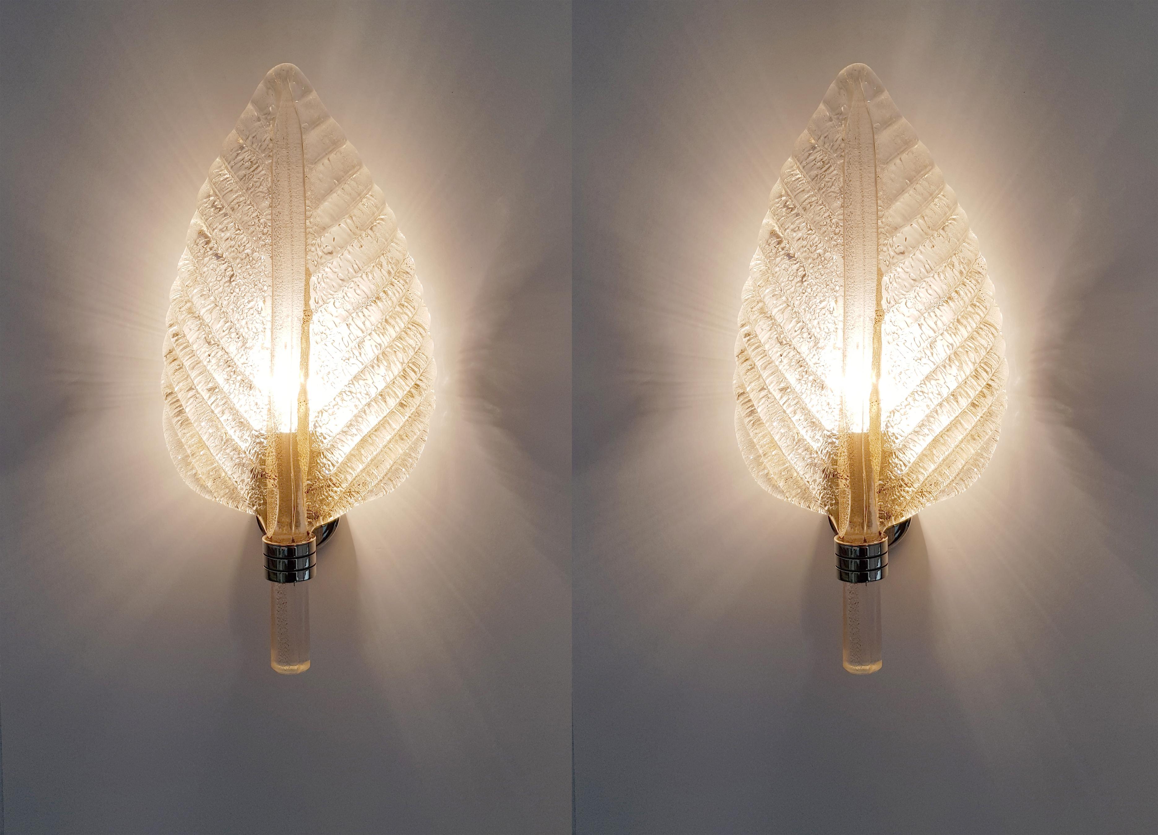 Pair of Murano Glass Wall Sconces by Barovier & Toso, Italy, 1970s 4