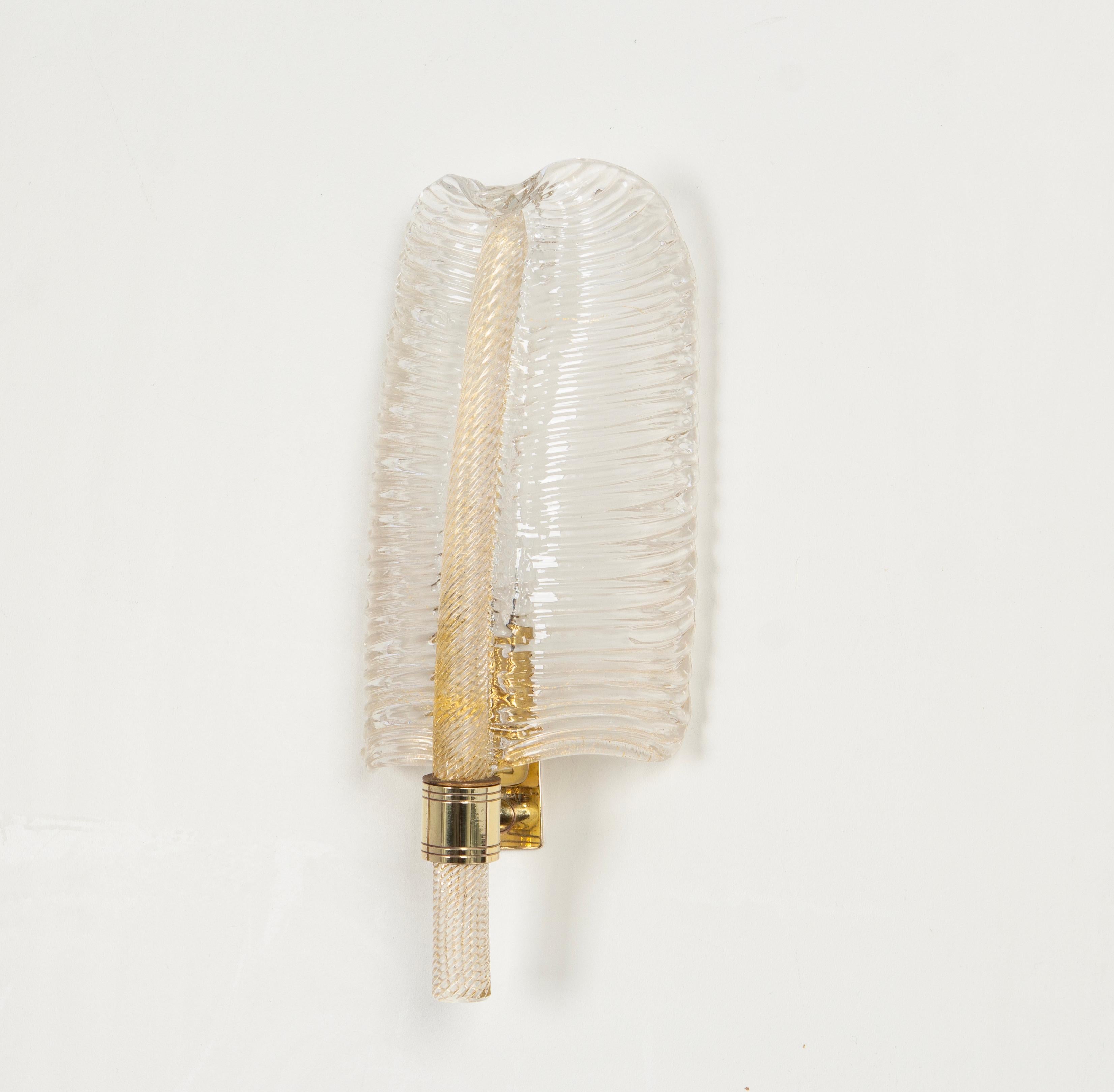 Pair of Murano Glass Wall Sconces by Barovier & Toso, Italy, 1970s In Good Condition For Sale In Aachen, NRW