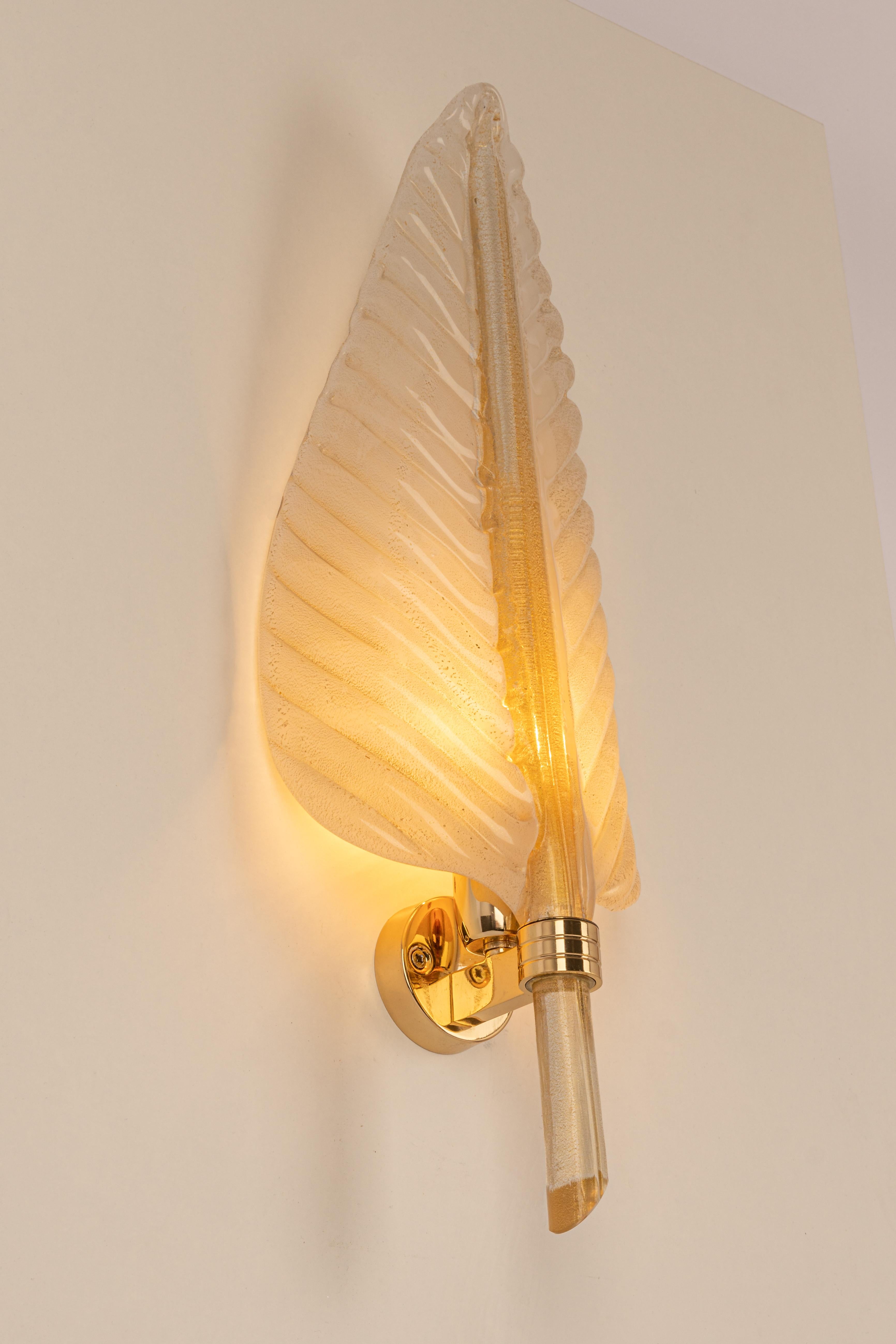 Pair of Murano Glass Wall Sconces by Barovier & Toso, Italy, 1970s For Sale 1