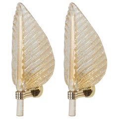 Pair of Murano Glass Wall Sconces by Barovier & Toso, Italy, 1970s