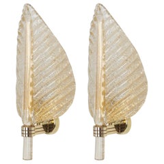 Pair of Murano Glass Wall Sconces by Barovier & Toso, Italy, 1970s