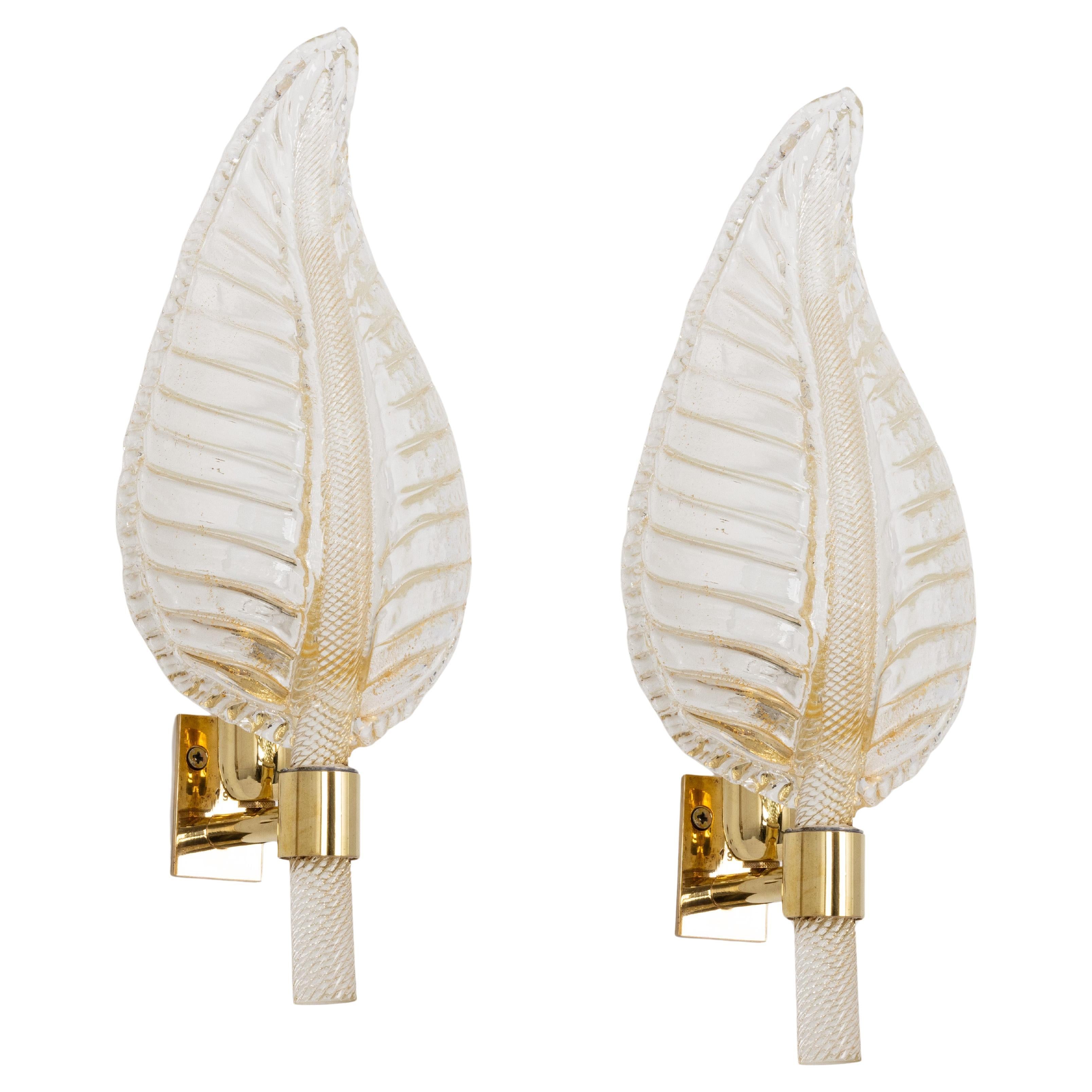 Pair of Murano Glass Wall Sconces by Barovier 
Toso, Italy, 1970s