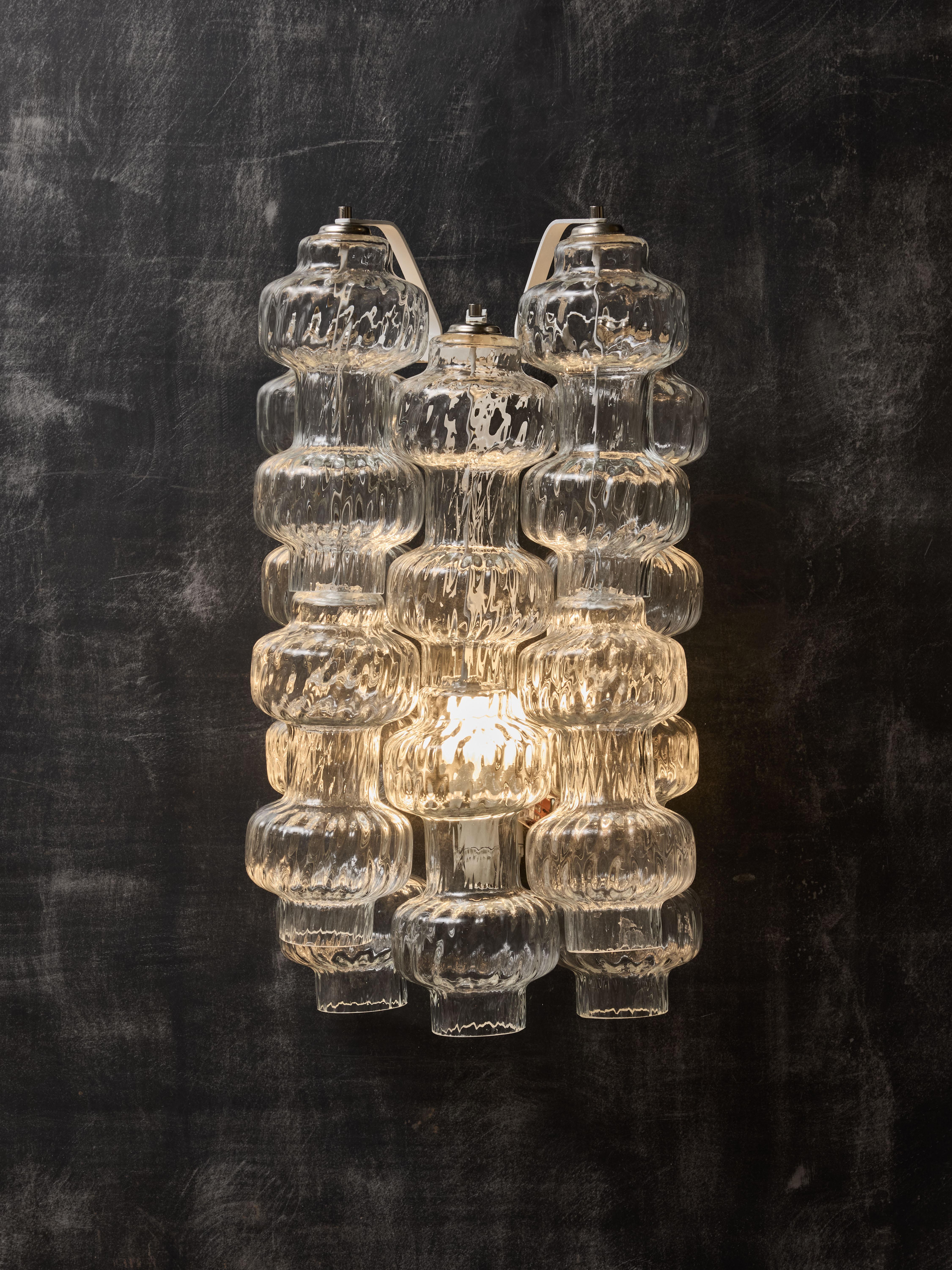 Mid-Century Modern Pair of Murano Glass Wall Sconces by Carlo Scarpa For Sale