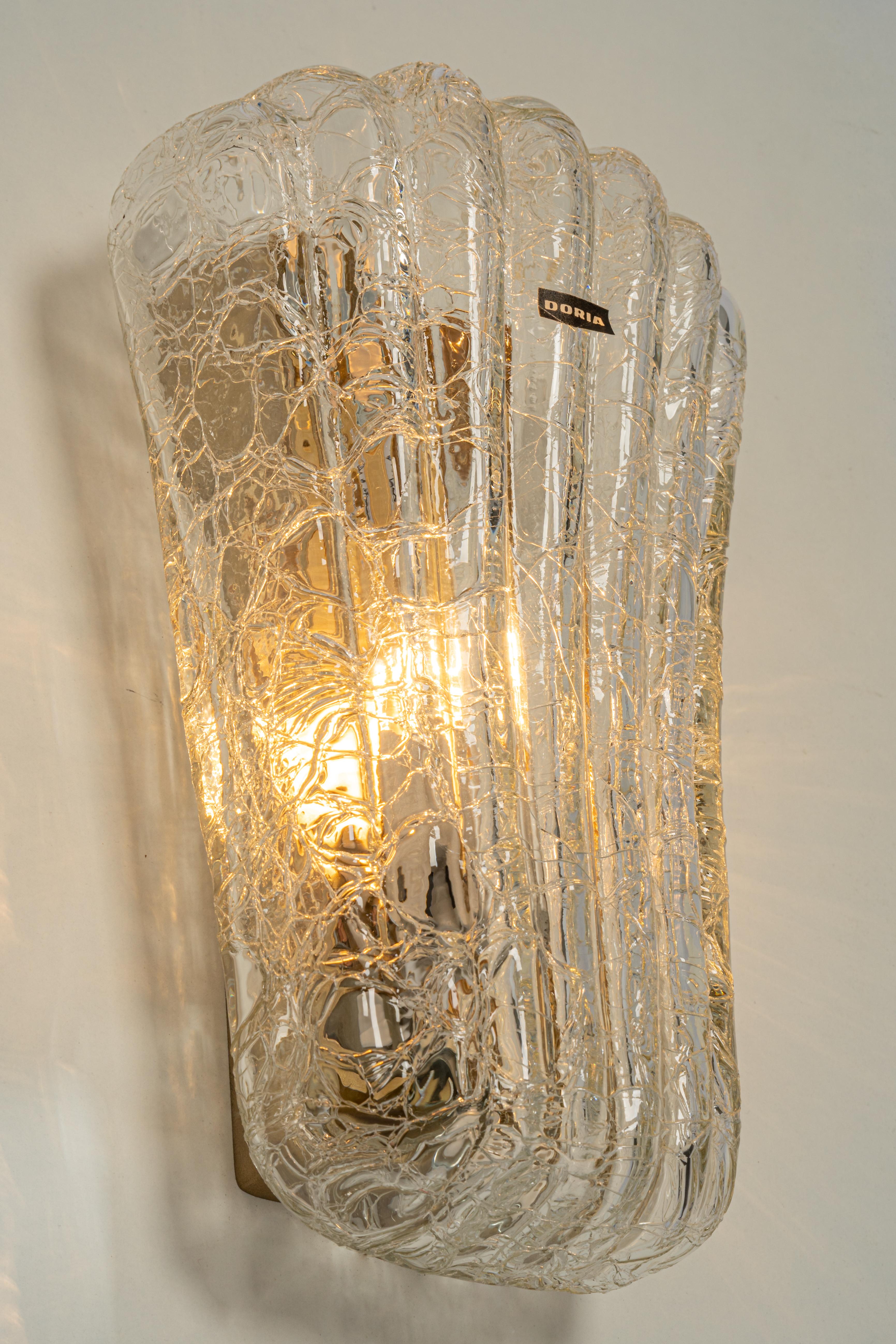 Mid-20th Century Pair of Murano Glass Wall Sconces by Doria, Germany, 1960s For Sale