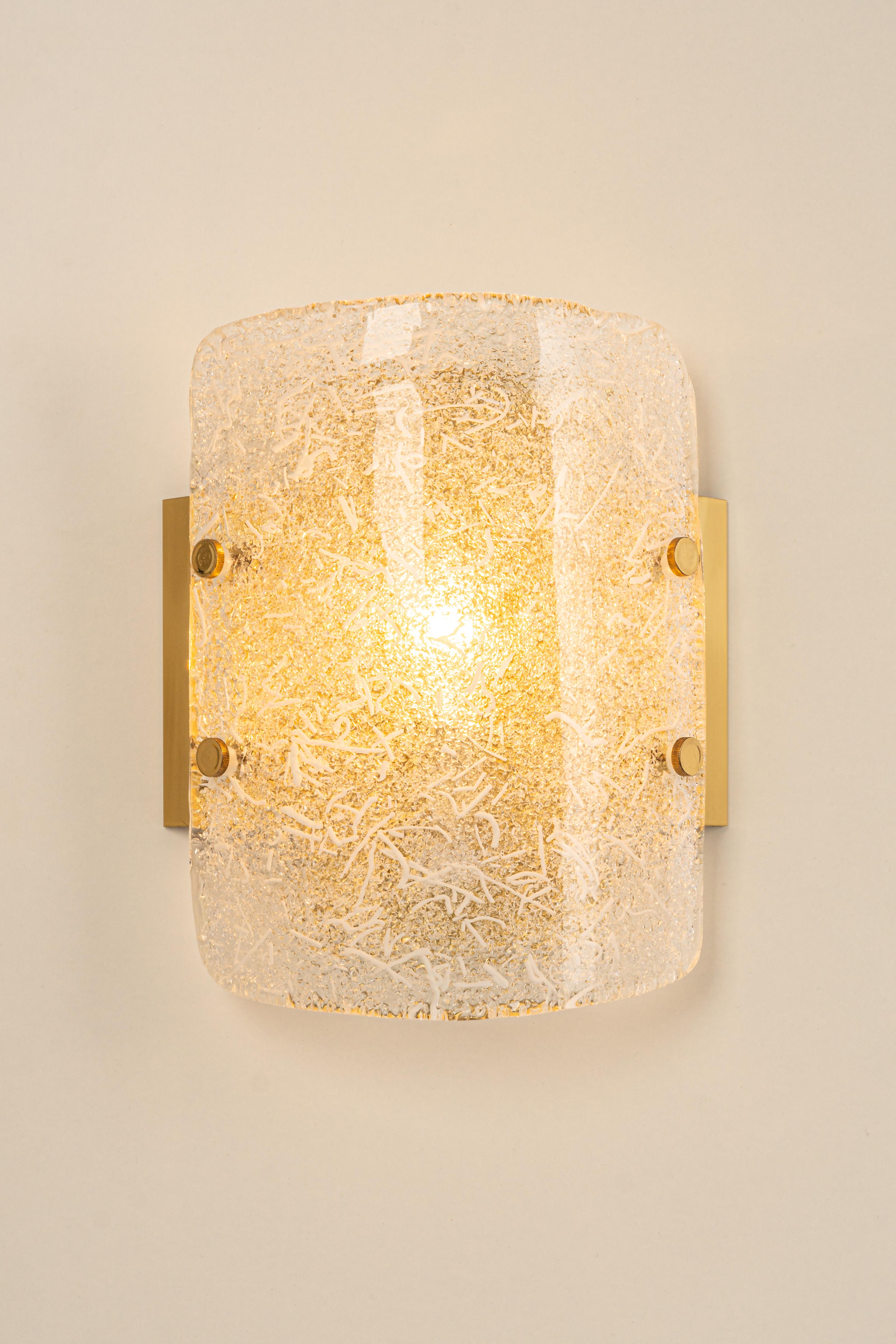 Late 20th Century Pair of Murano Glass Wall Sconces by Hillebrand, Germany, 1970s For Sale