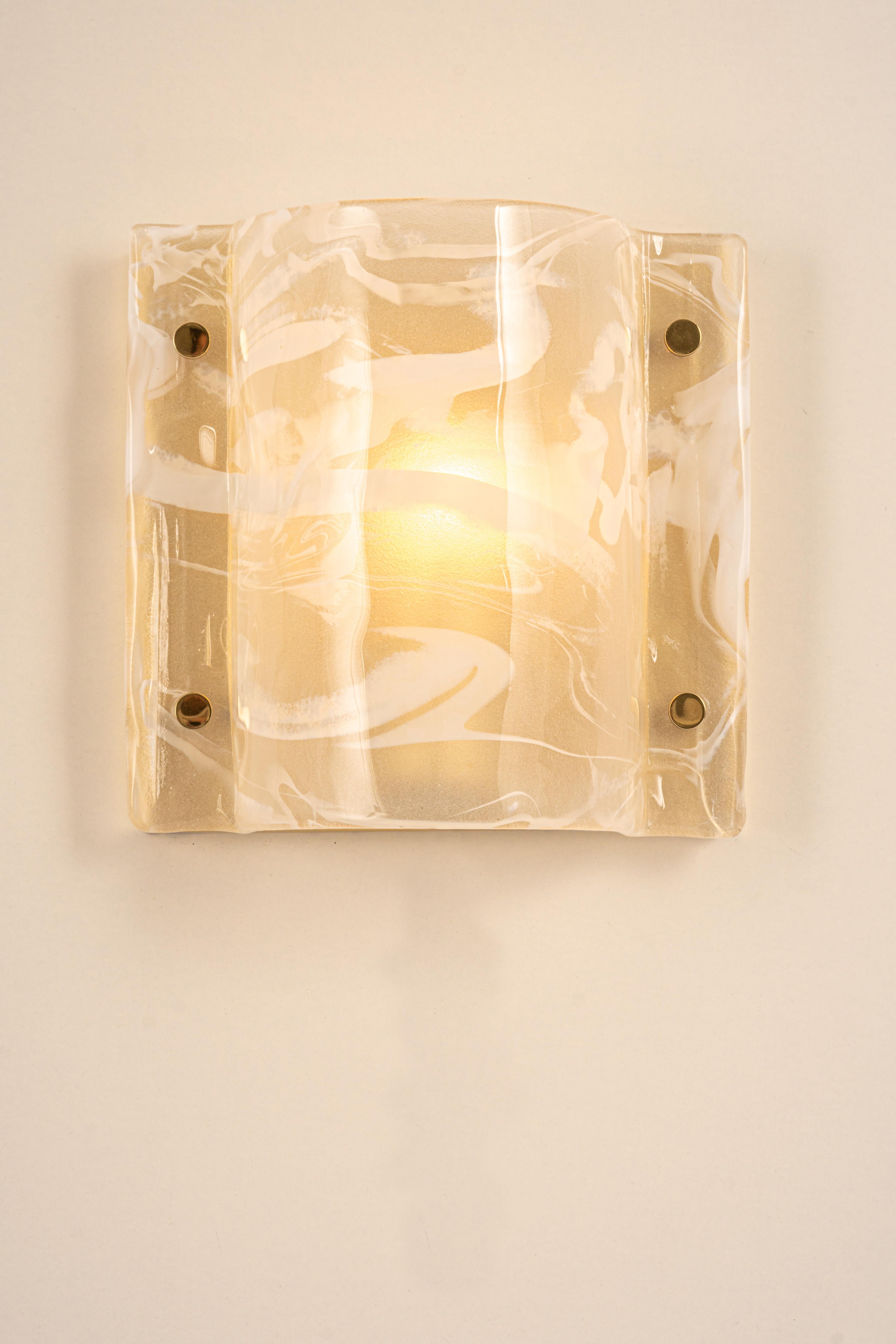 Brass 1 of 8  Murano Glass Wall Sconces by Hillebrand, Germany, 1970s For Sale
