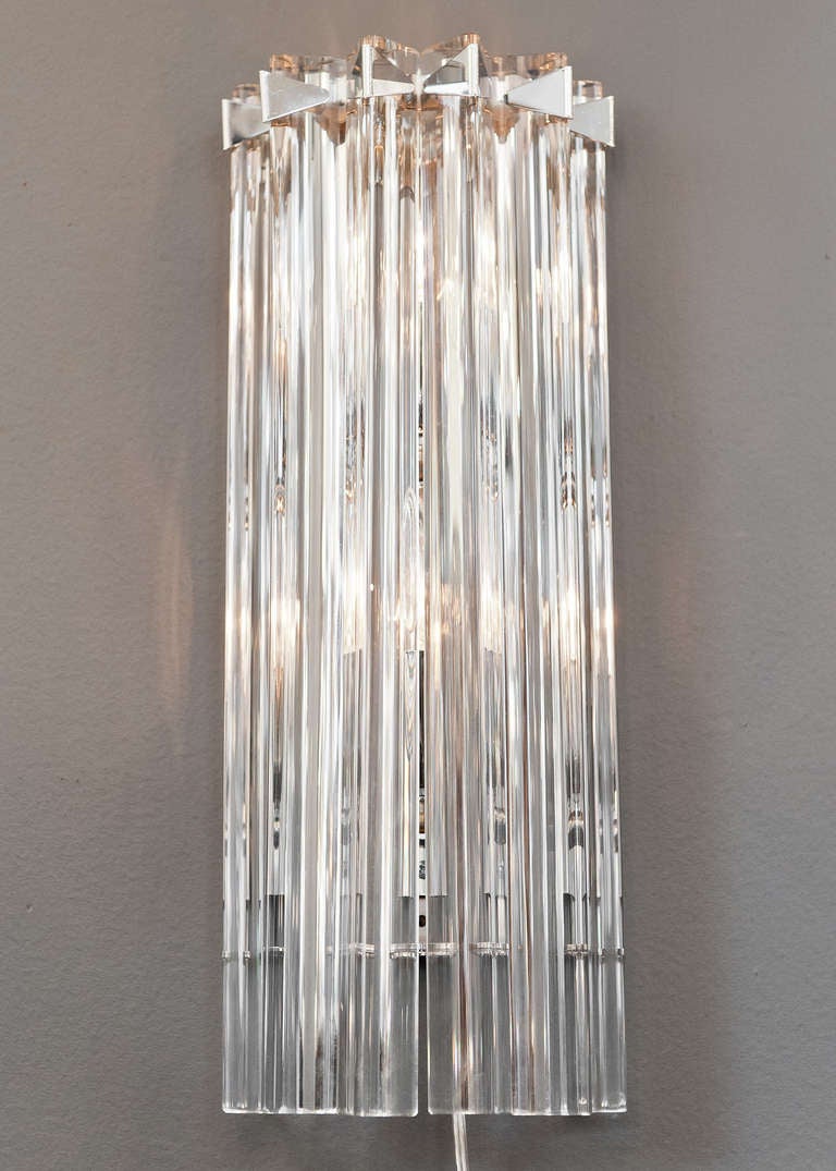 Pair of Murano Glass Wall Sconces by Venini For Sale 4