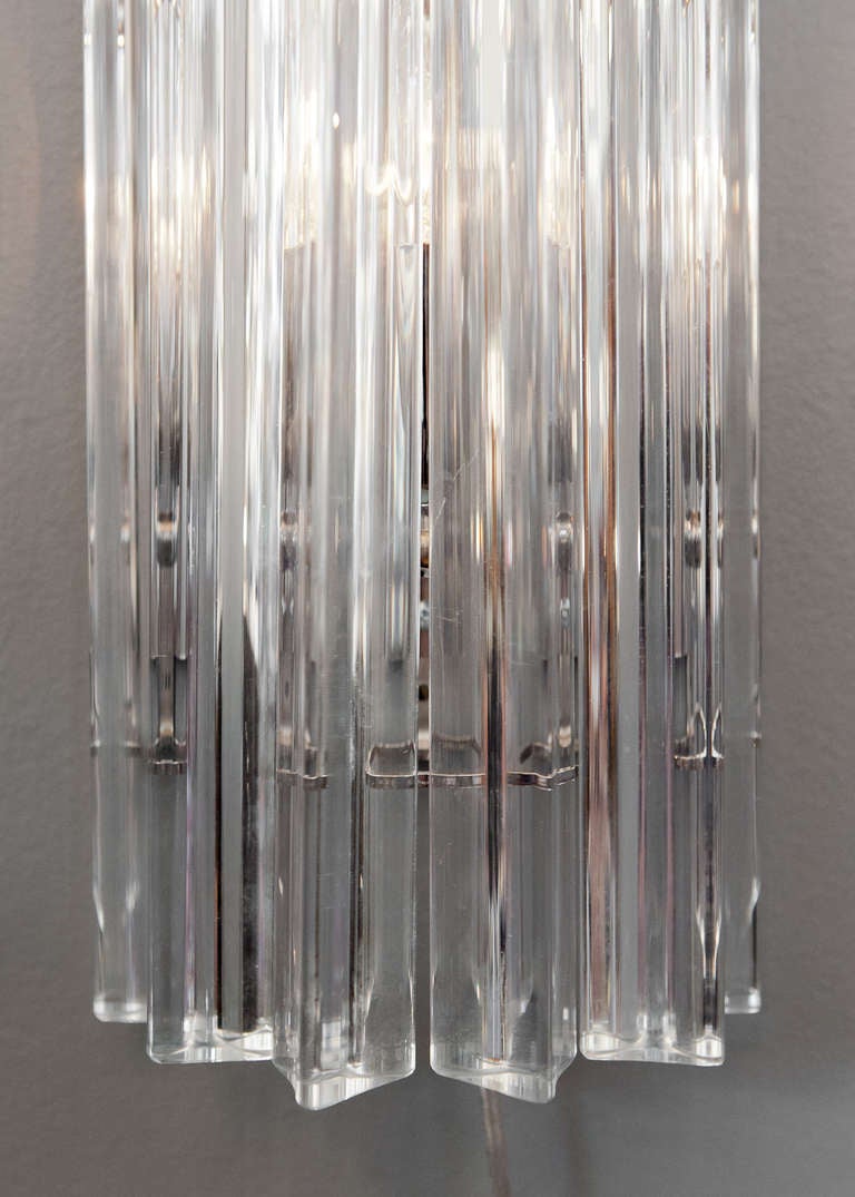 Pair of Murano Glass Wall Sconces by Venini For Sale 3