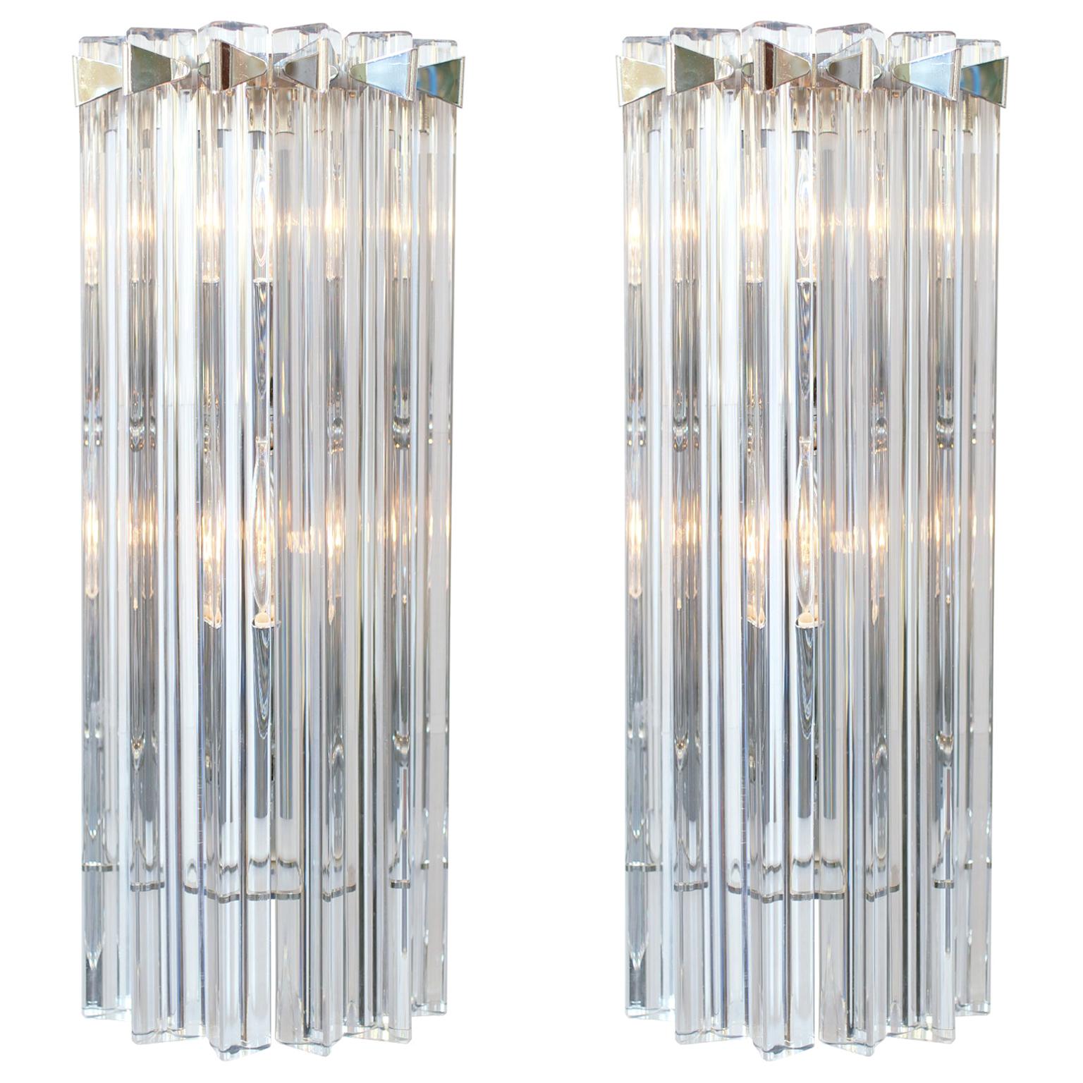Pair of Murano Glass Wall Sconces by Venini For Sale