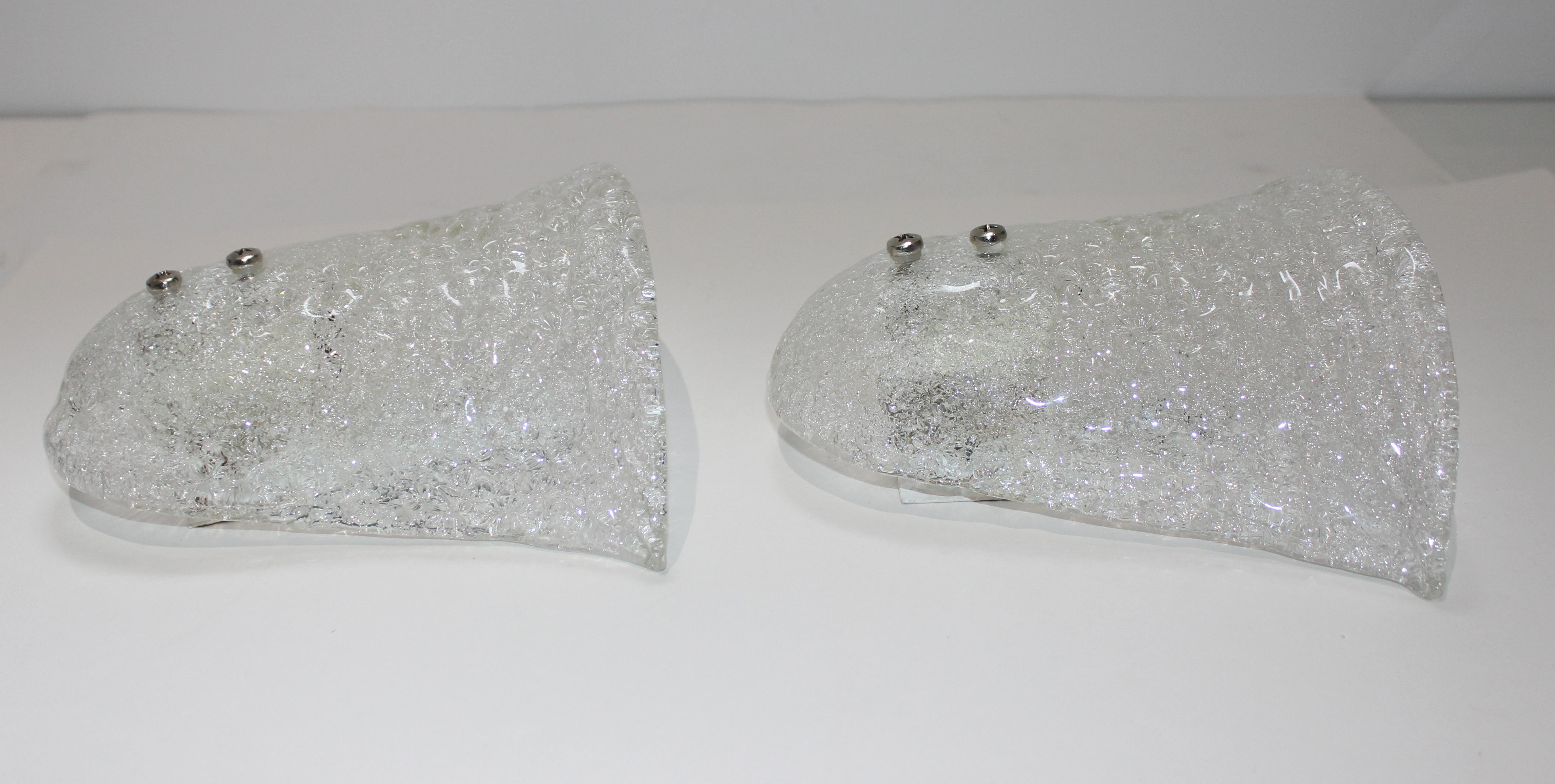 Mid-Century Modern Pair of Murano Glass Wall Sconces For Sale