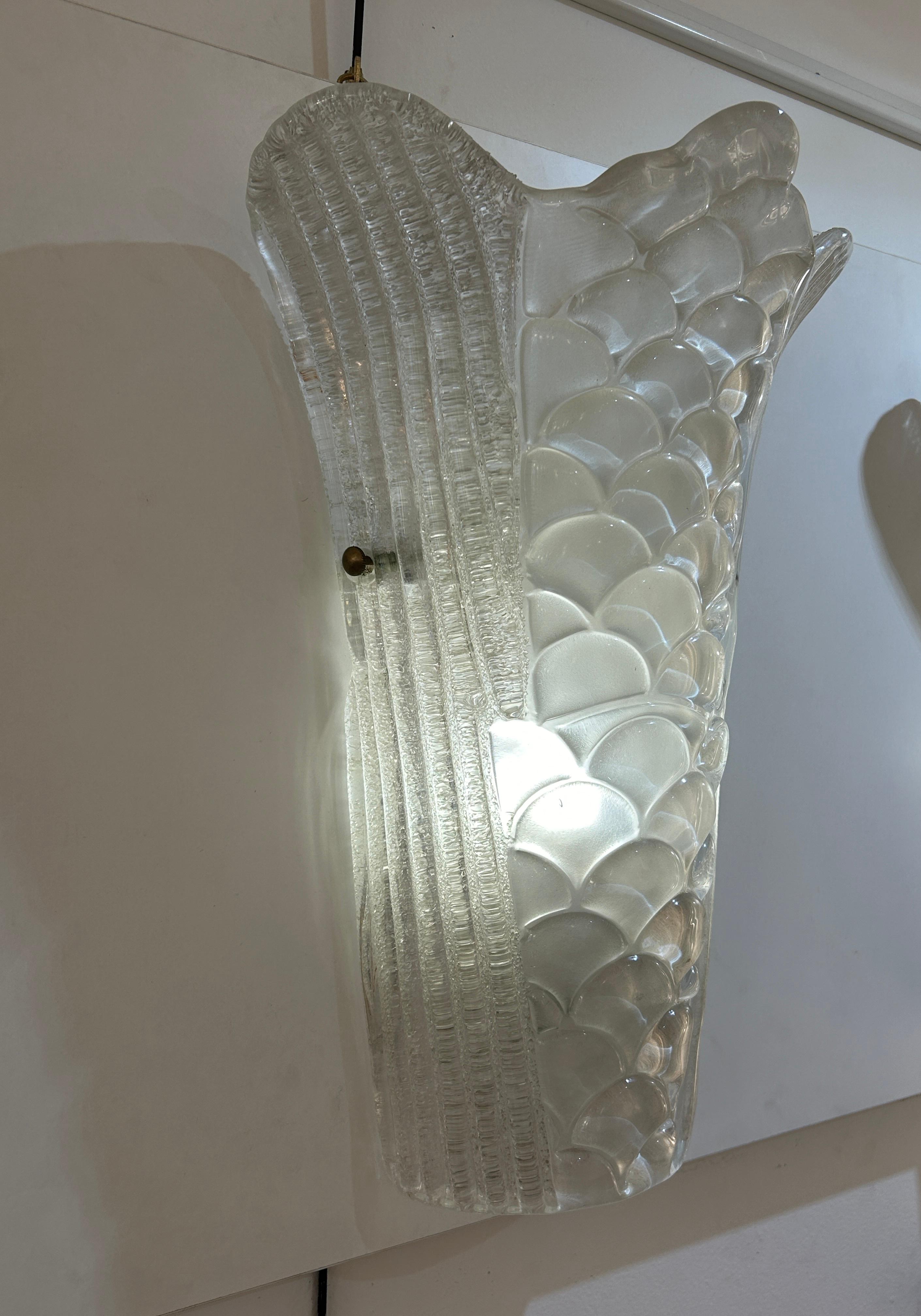 Coppia di lampade da parete in vetro di Murano in vendita 1