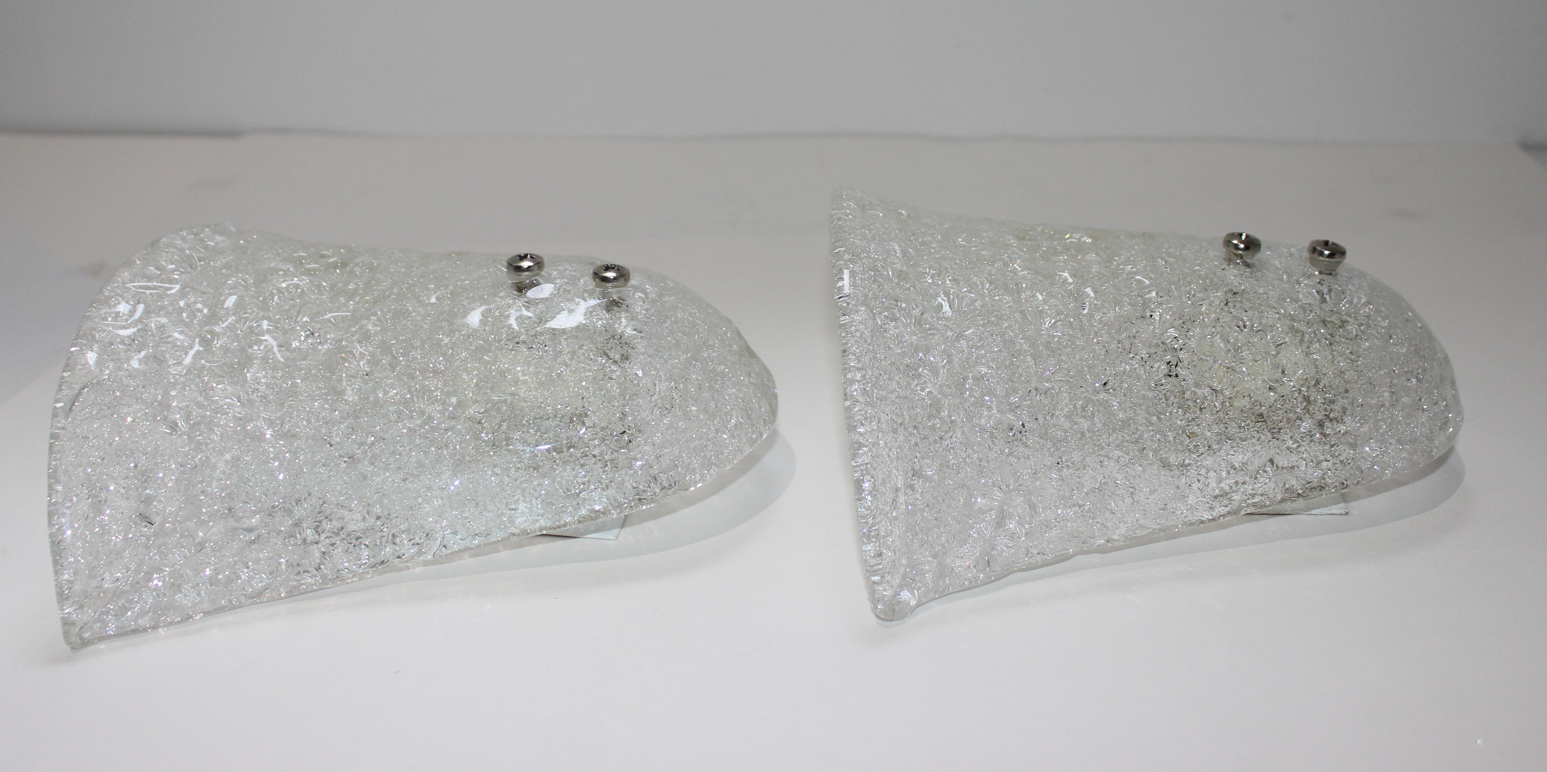 20th Century Pair of Murano Glass Wall Sconces