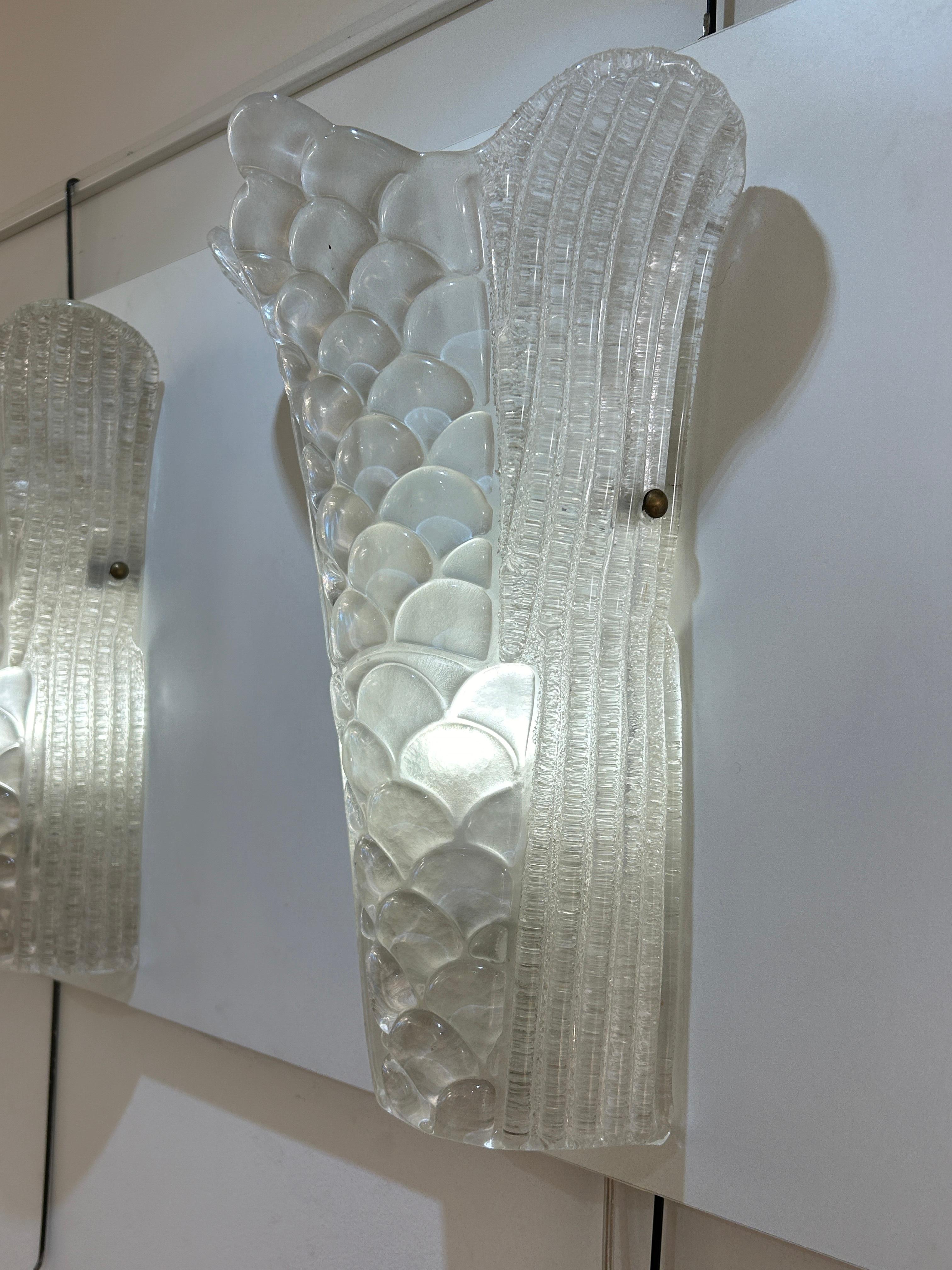 Coppia di lampade da parete in vetro di Murano in vendita 2