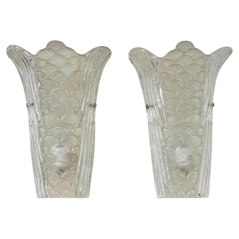 Paire d'appliques murales en verre de Murano