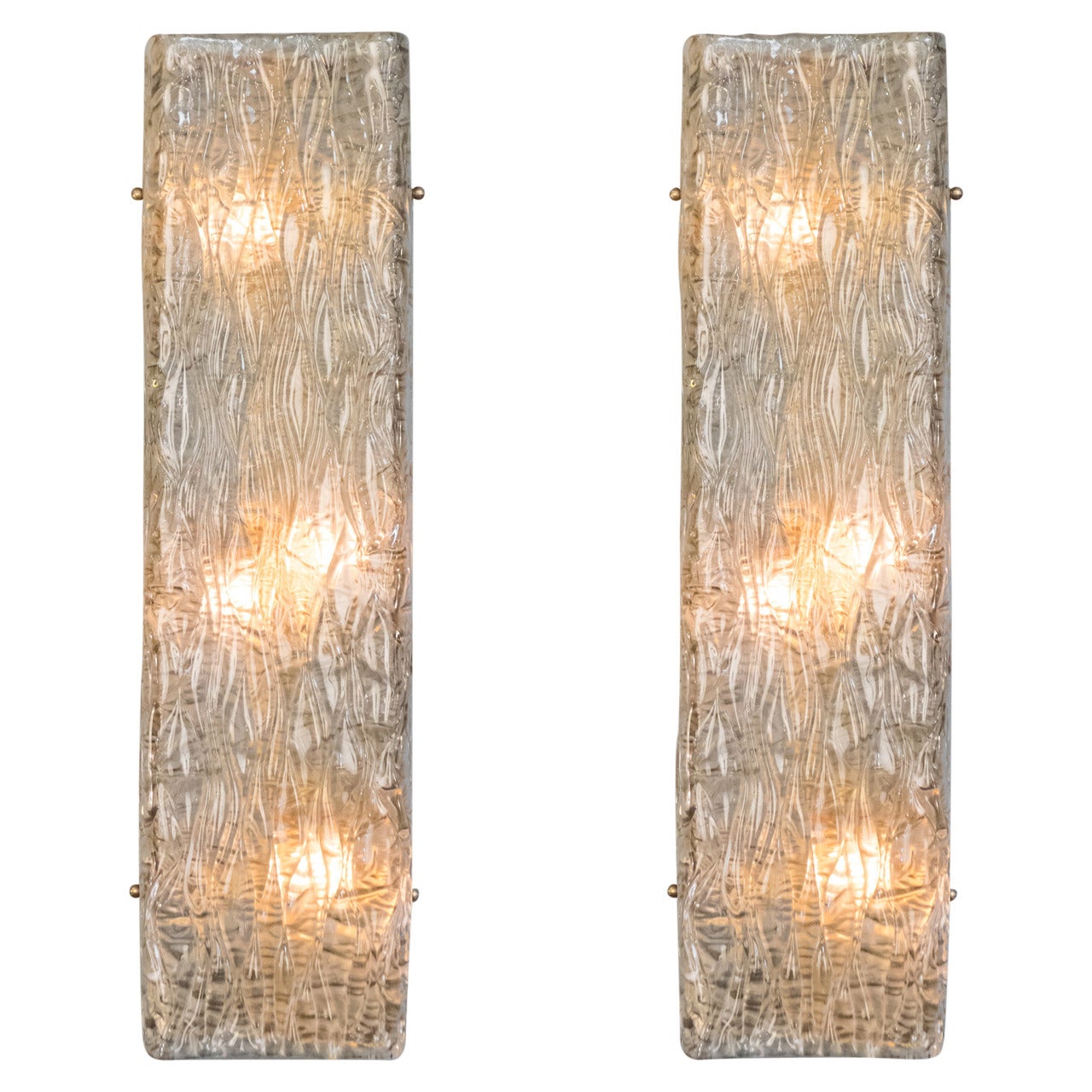 Pair of Murano Glass Wall Sconces For Sale