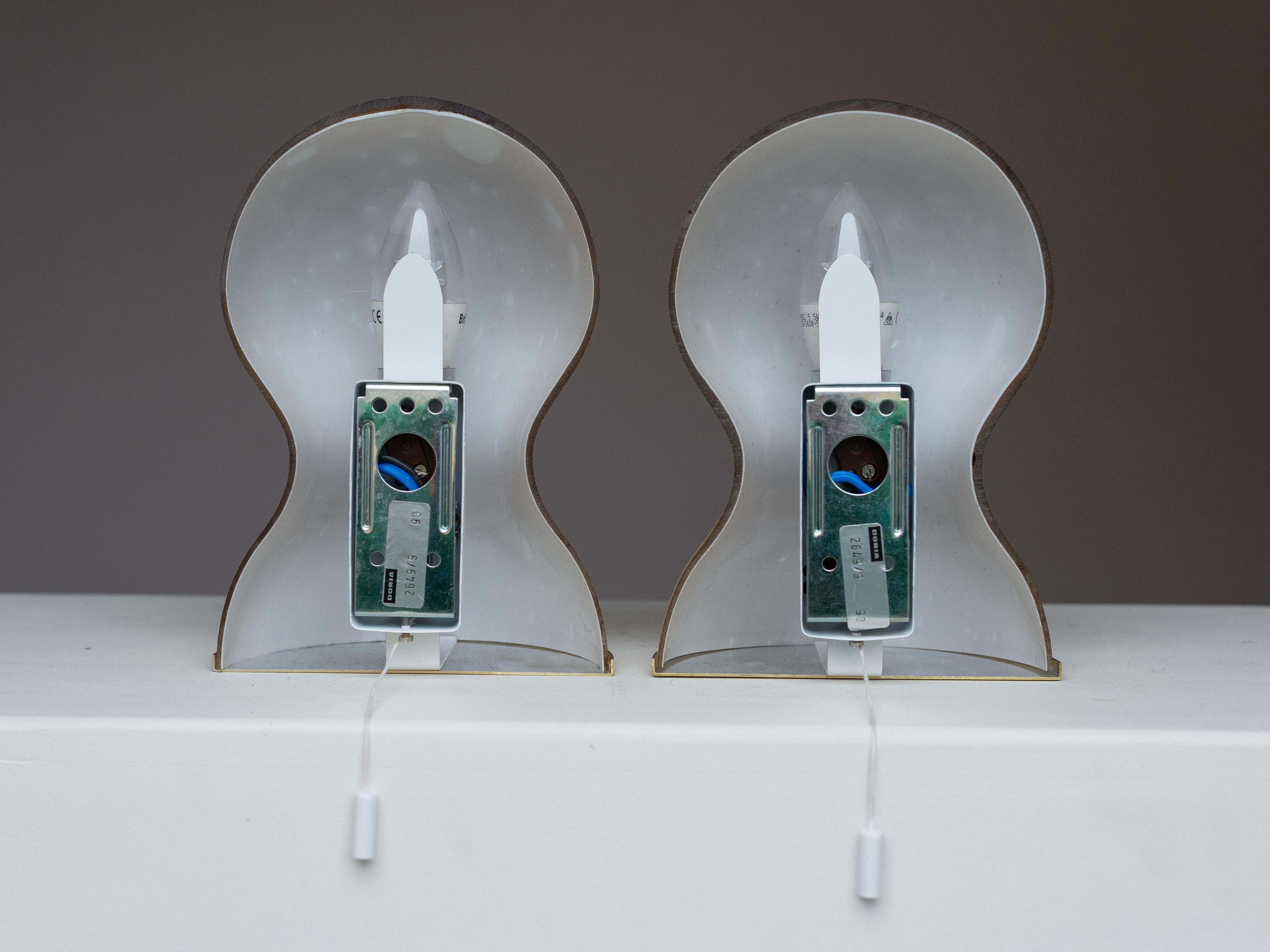 Pair of Murano Glass Wall Sconces - Glass & Brass Doria Leuchten - Germany 1960s For Sale 5