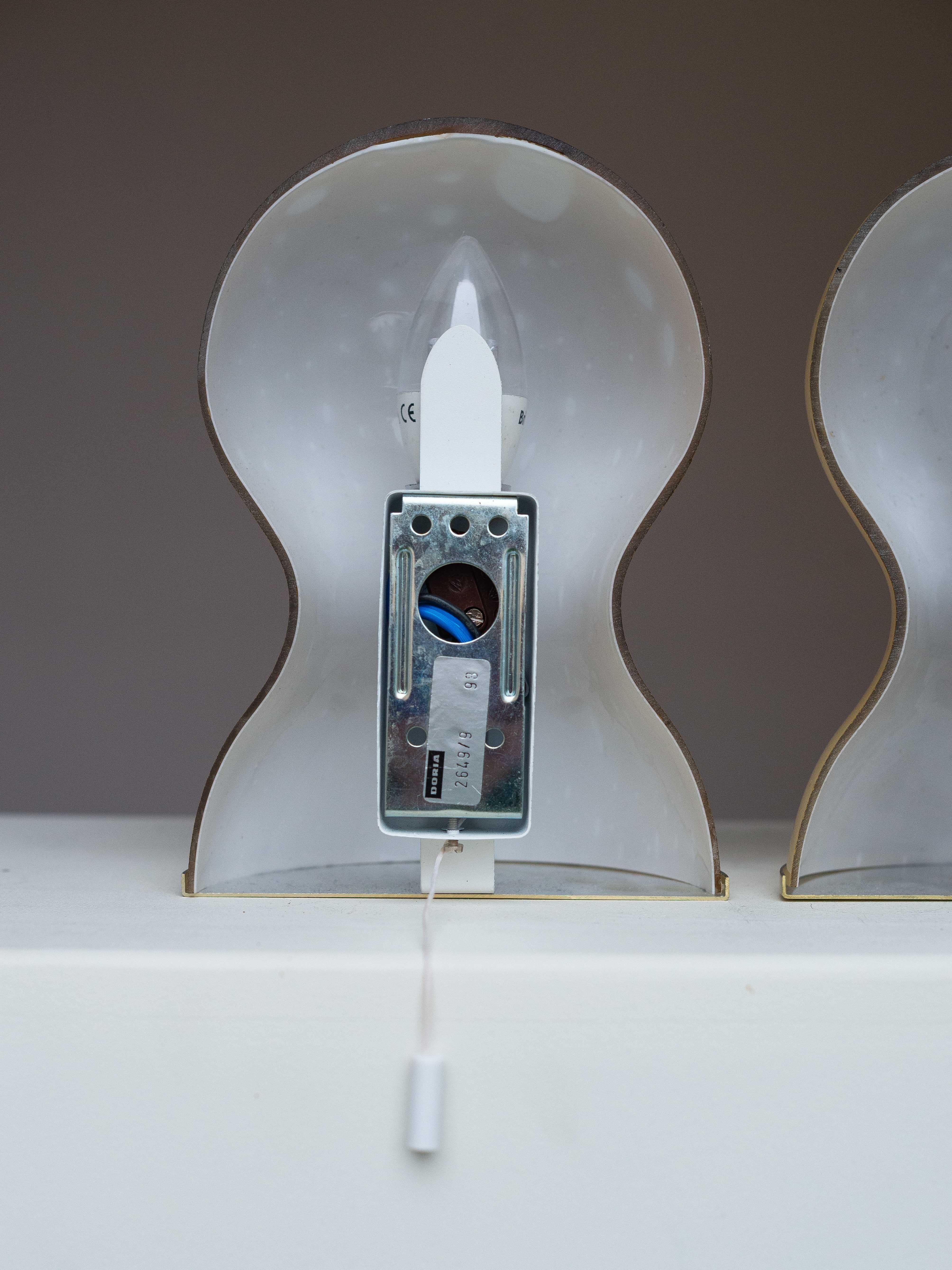 Pair of Murano Glass Wall Sconces - Glass & Brass Doria Leuchten - Germany 1960s For Sale 6