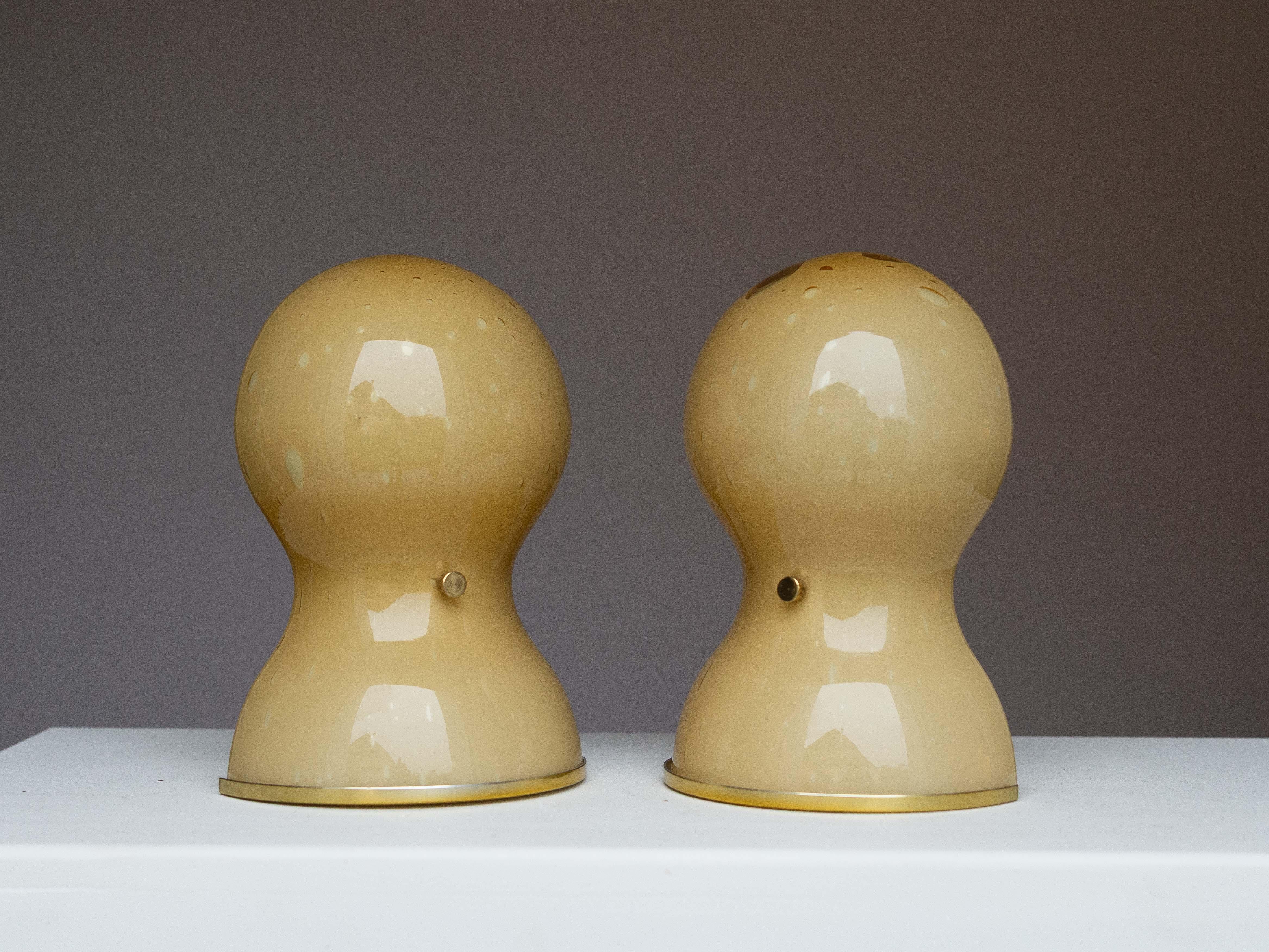 Fired Pair of Murano Glass Wall Sconces - Glass & Brass Doria Leuchten - Germany 1960s For Sale