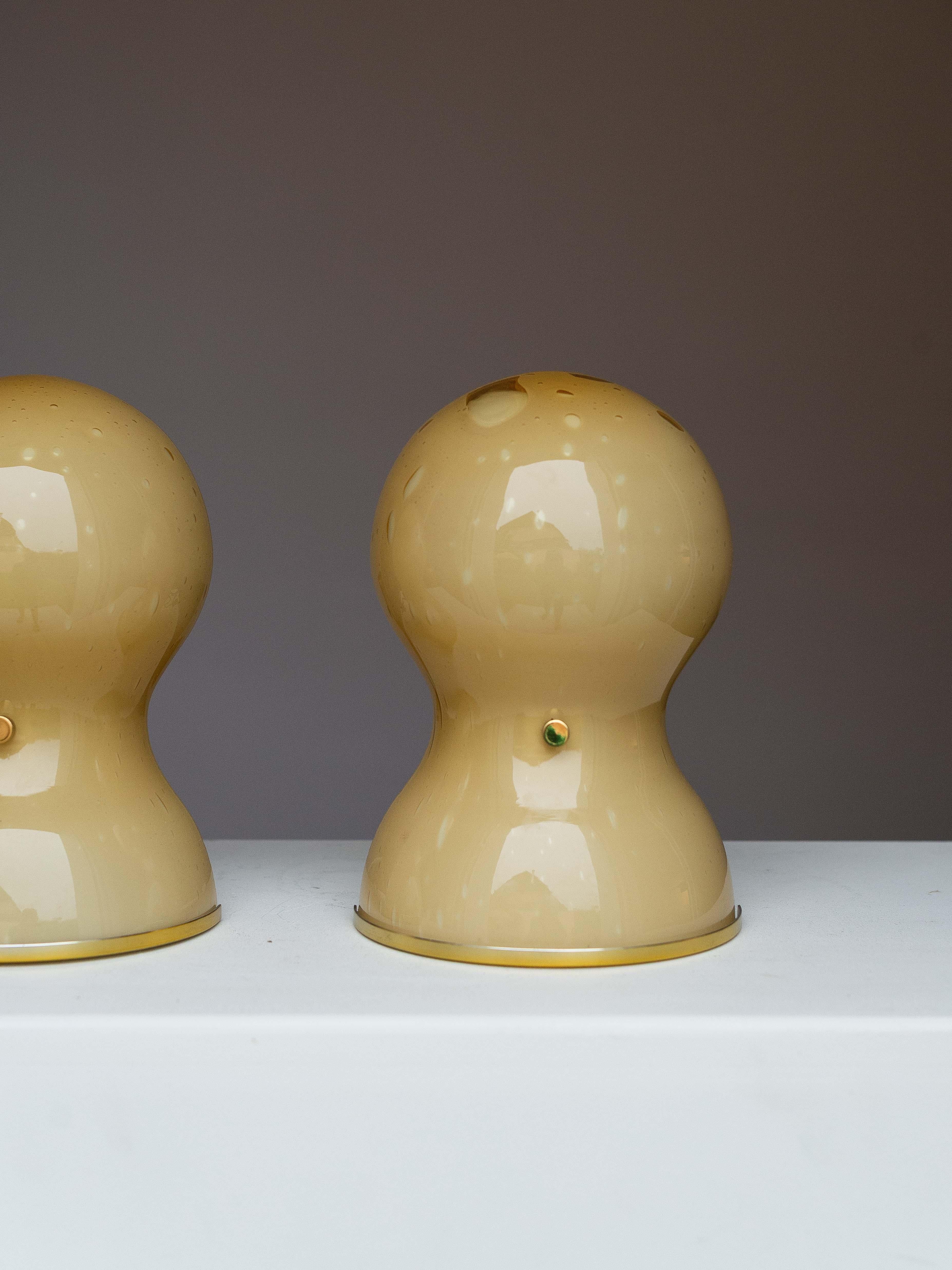 Metal Pair of Murano Glass Wall Sconces - Glass & Brass Doria Leuchten - Germany 1960s For Sale