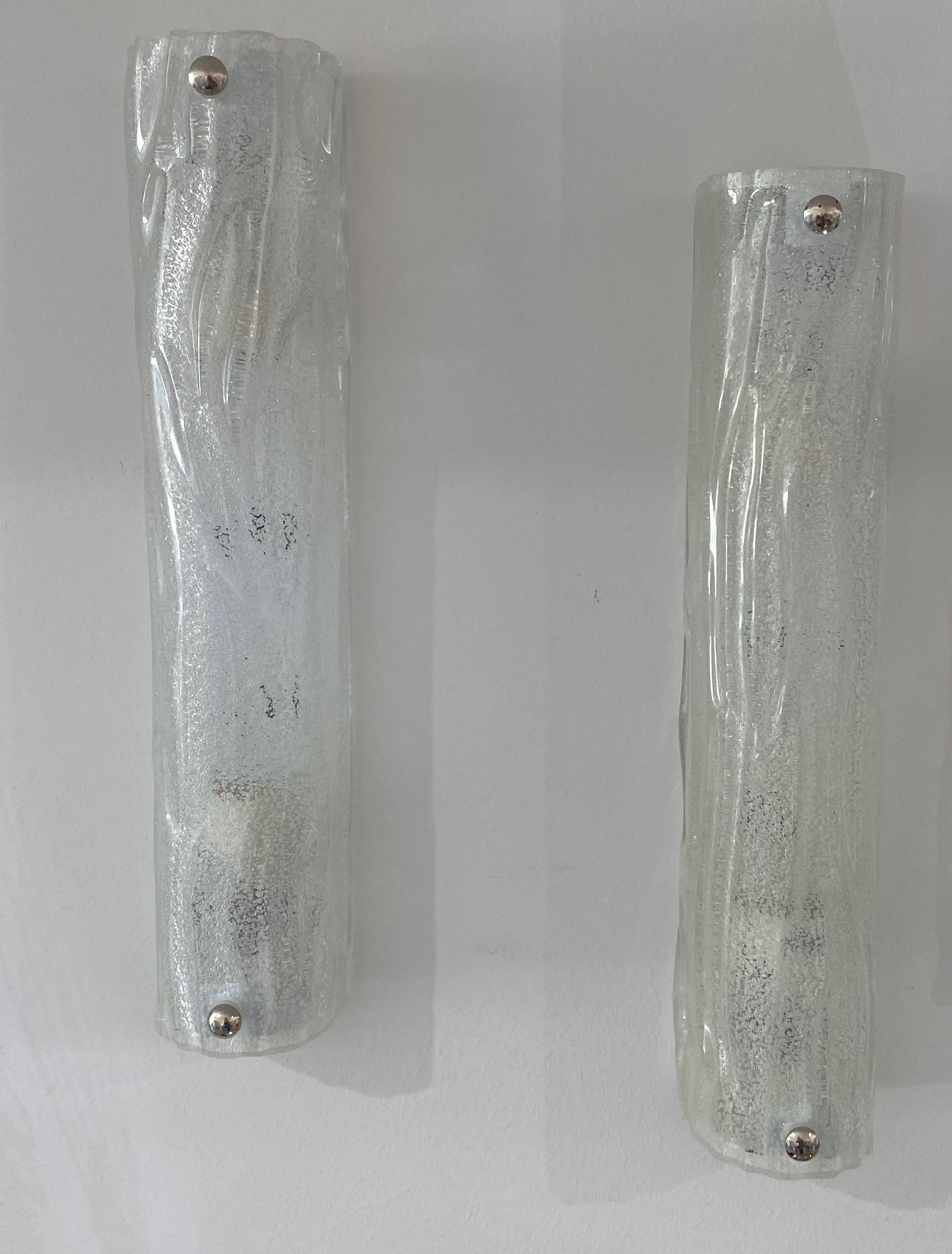 Mid-Century Modern Pair of Murano Glass Wall Sconces in the Style of Doria Leuchten For Sale