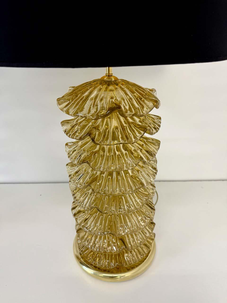 Paire de lampes de bureau de Murano en or et laiton Bon état - En vente à Meda, MB