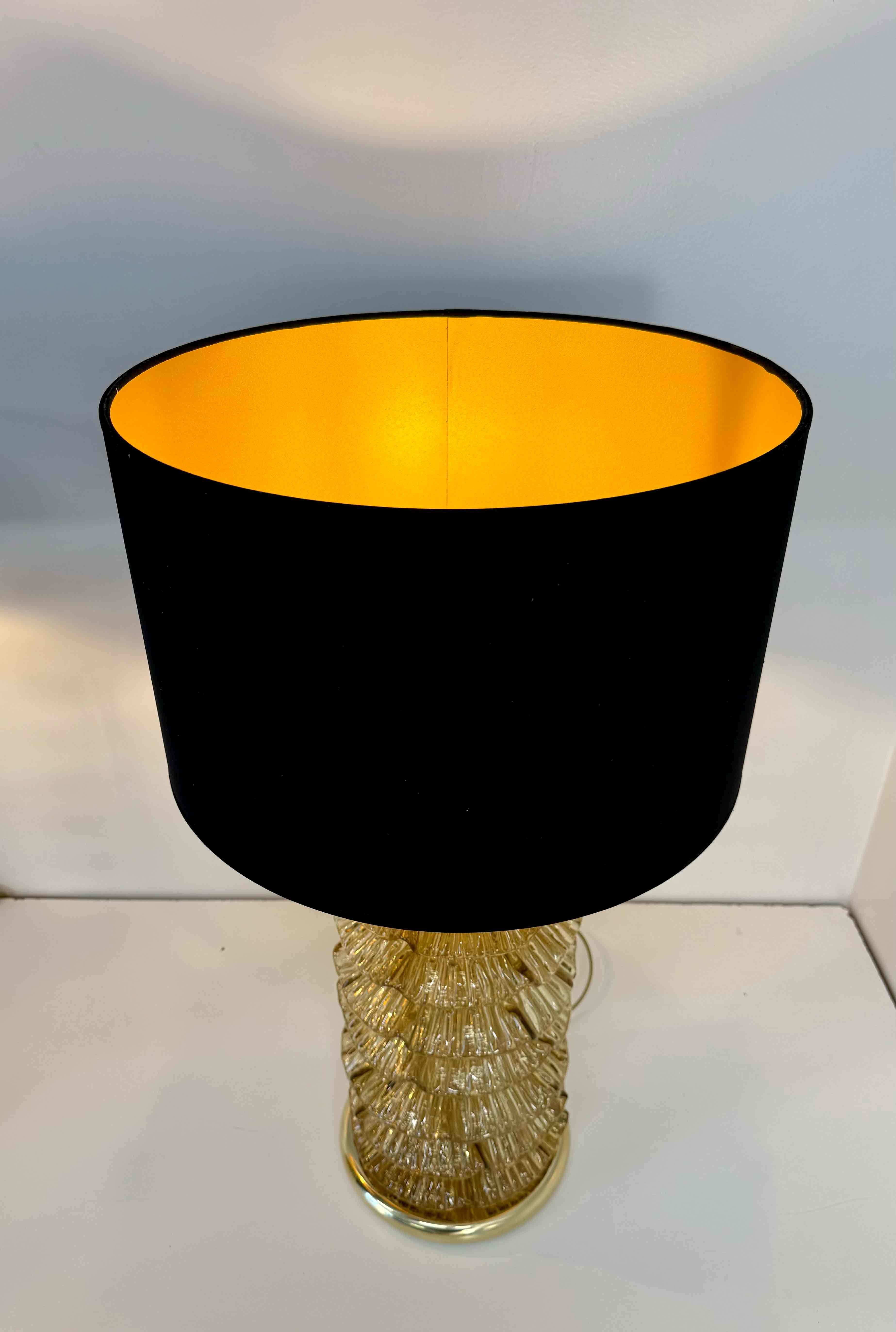 Paire de lampes de bureau de Murano en or et laiton en vente 2
