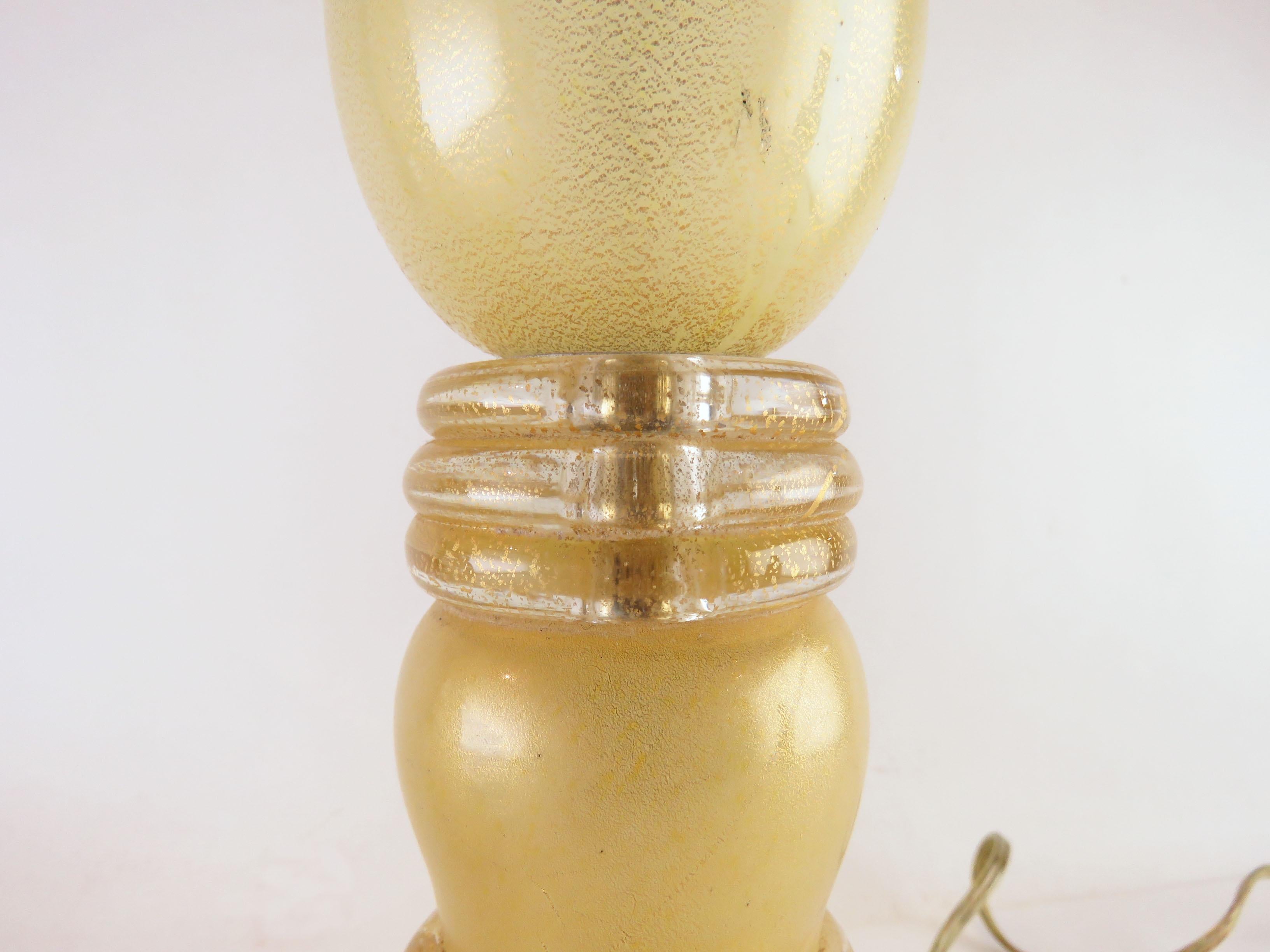 Pair of Murano Gold Dust Table Lamps, circa 1950s 3