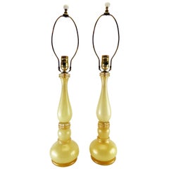 Pair of Murano Gold Dust Table Lamps, circa 1950s