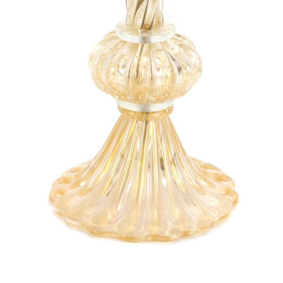 Italian Pair of Murano Gold Fleck Tables Lamps