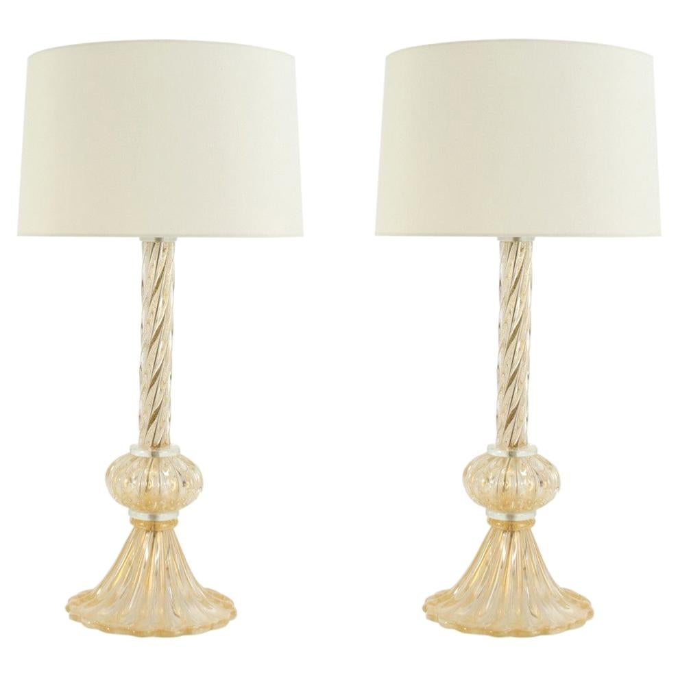Pair of Murano Gold Fleck Tables Lamps