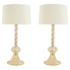 Pair of Murano Gold Fleck Tables Lamps