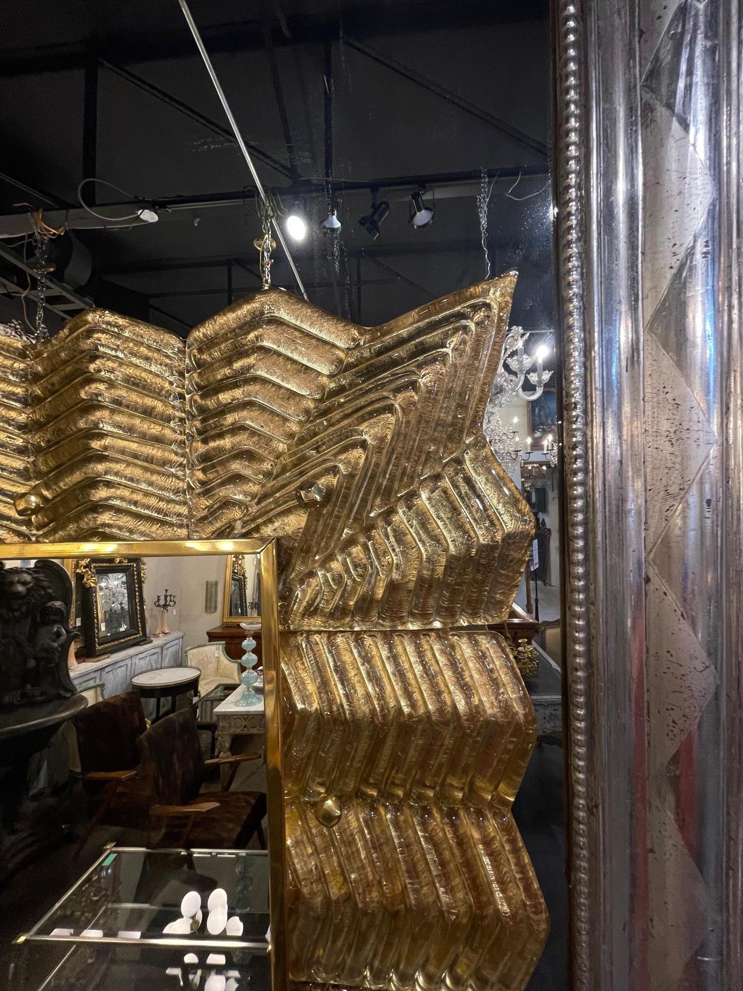 Coppia di specchi in vetro di Murano a foglia d'oro In condizioni buone in vendita a Dallas, TX