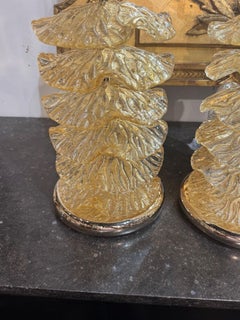 Pair of Murano Gold Glass Ruffle Lamps