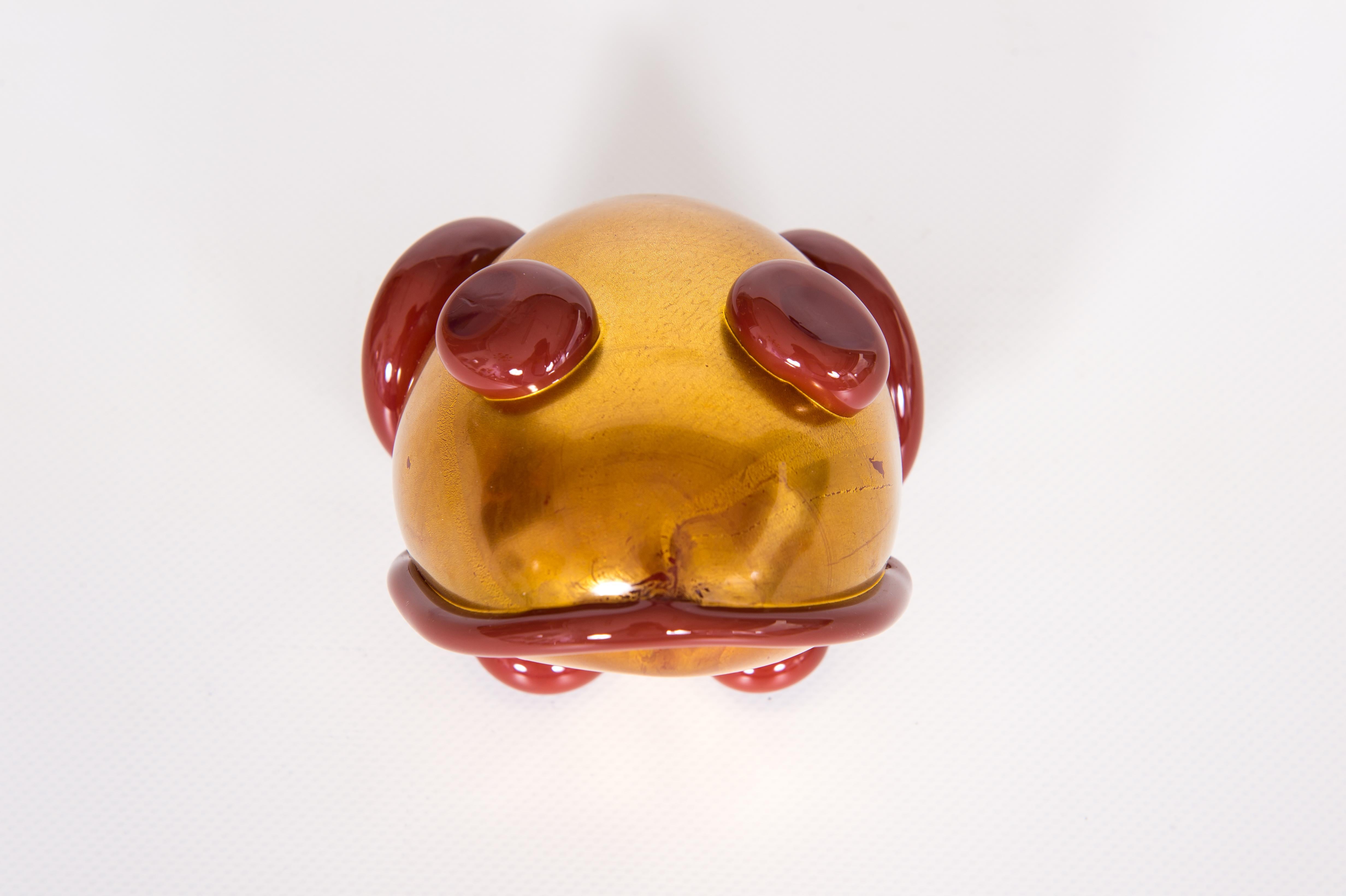 Coppia di rane in vetro di Murano a foglia d'oro e rubino di Giovanni Dalla Fina anni '90 in vendita 3