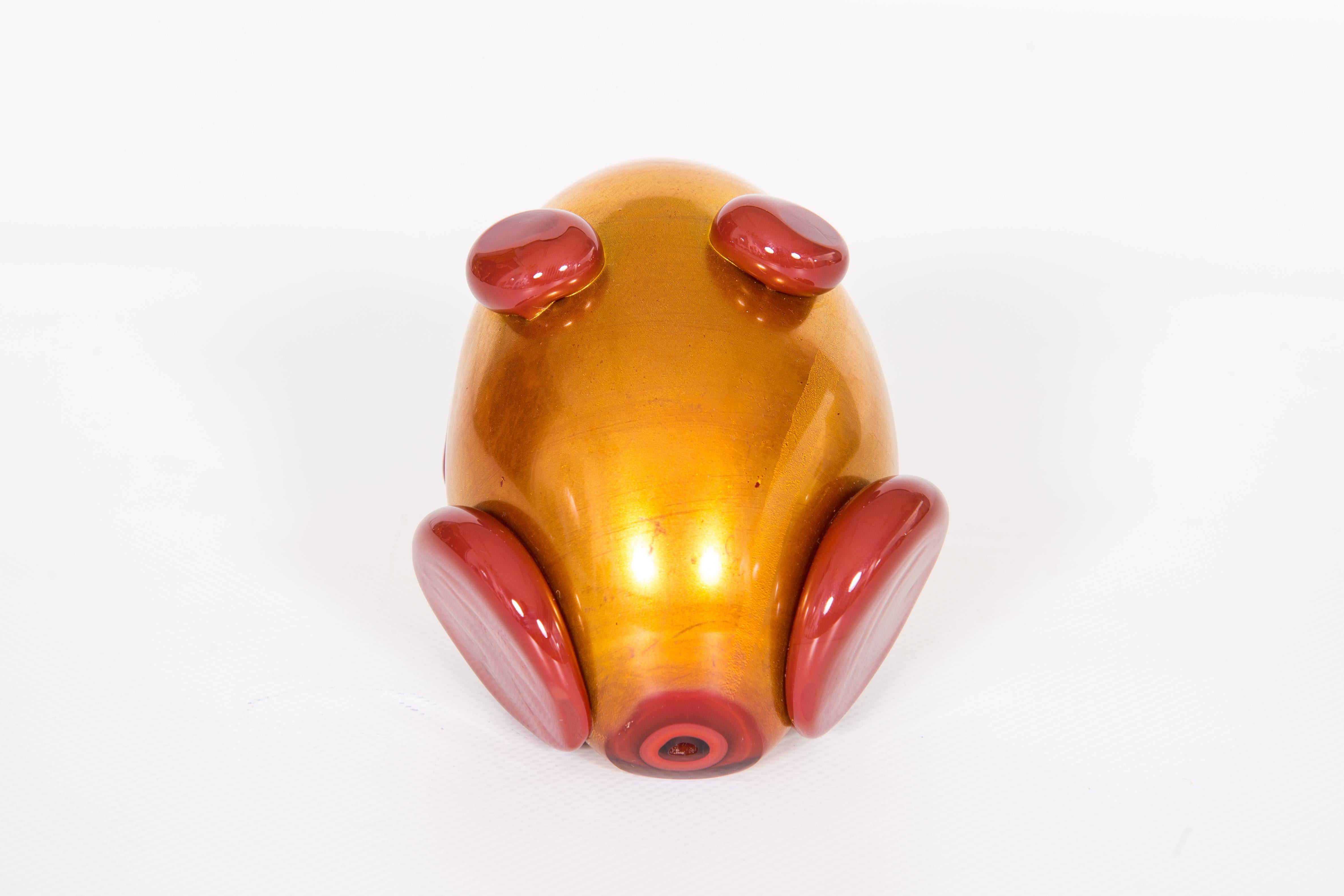 Coppia di rane in vetro di Murano a foglia d'oro e rubino di Giovanni Dalla Fina anni '90 in vendita 9