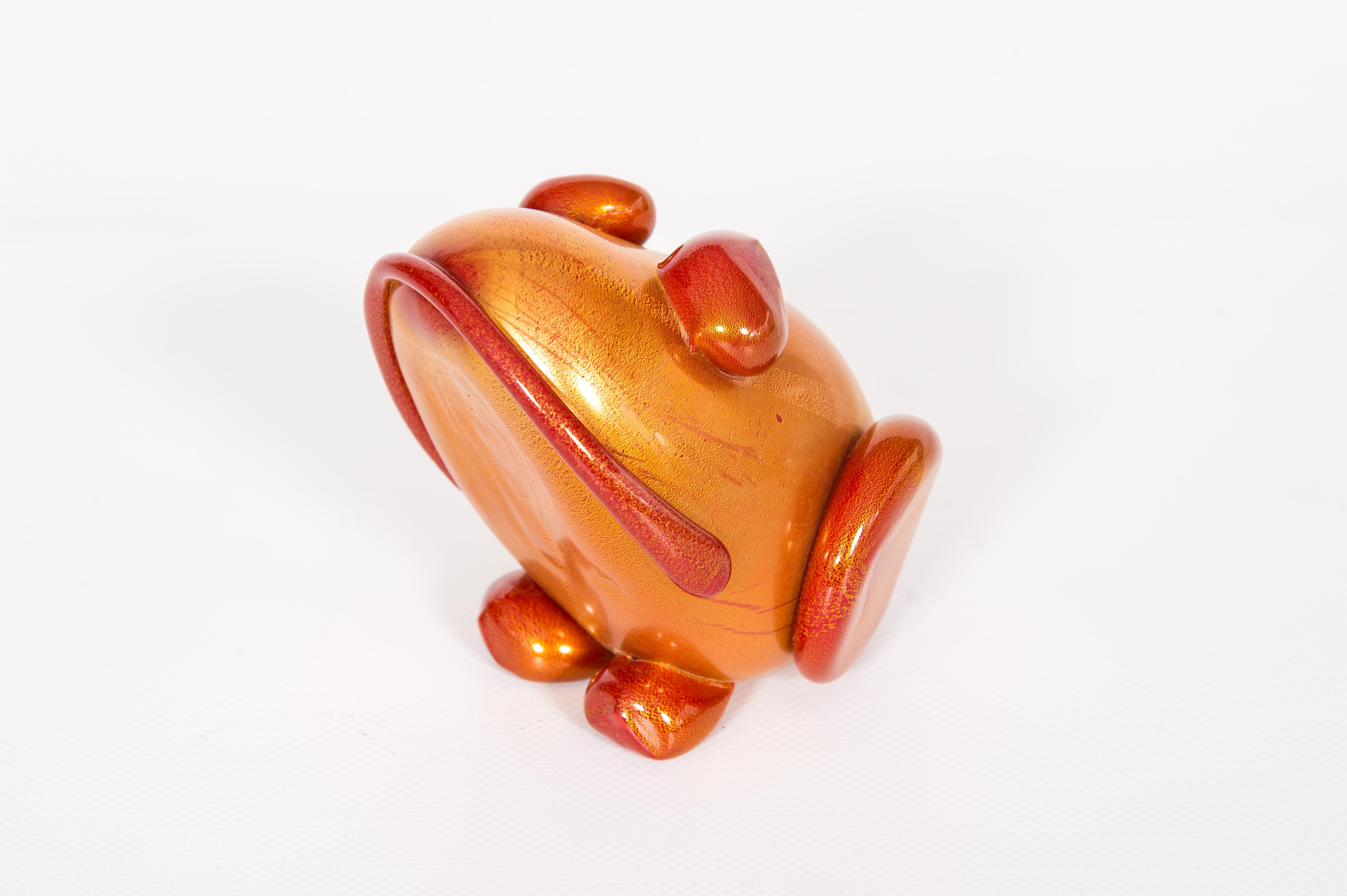 Coppia di rane in vetro di Murano a foglia d'oro e rubino di Giovanni Dalla Fina anni '90 in vendita 11