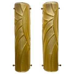 Pair of Murano Gold Tube Sconces