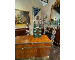 Pair of Murano Green and Gold Lamps