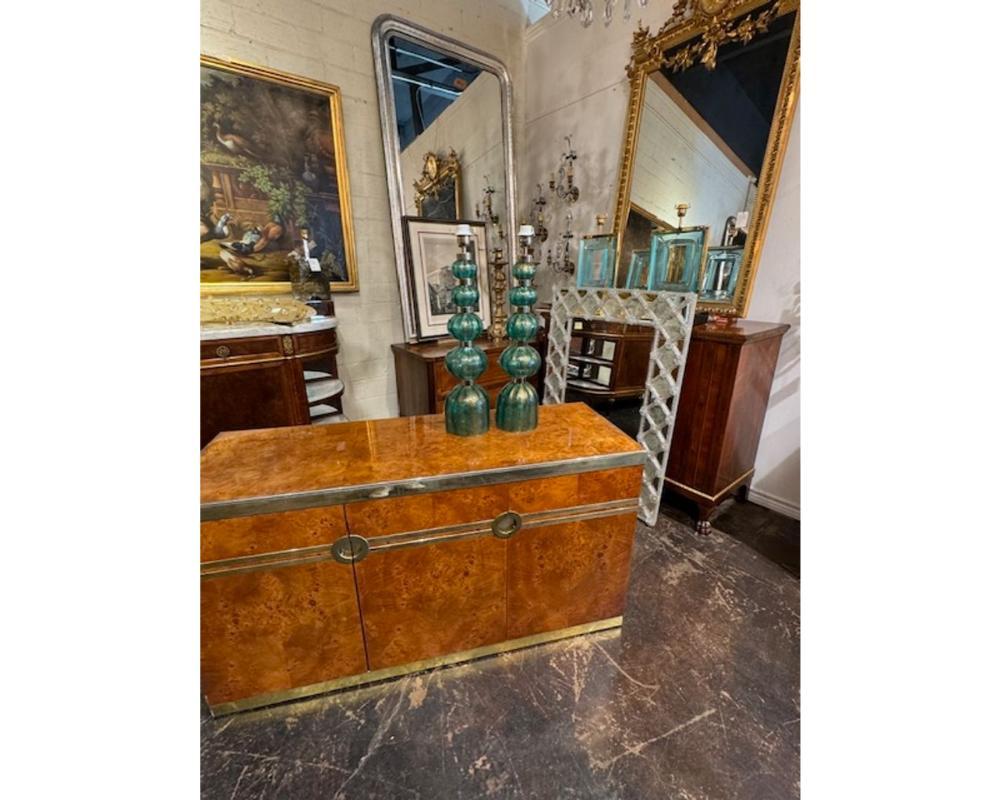 Paire de lampes de Murano vert et or en vente 1