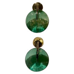 Pair of Murano Green Disc Suspension Sconces