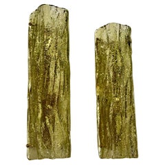 Pair of Murano Green Granola Glass Square Tube Sconces
