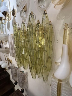 Pair of Murano Green Poliheder Sconces