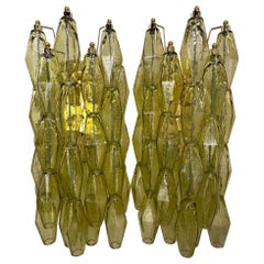 Pair of Murano Green Poliheder Sconces