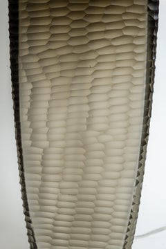 Pair Of Murano Grey Battuta Table Lamps, Contemporary