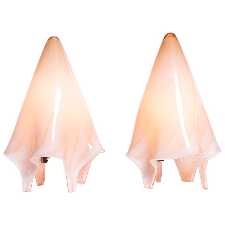 Pair of Murano Handkerchief Table Lamps, Italy, circa 1970 For Sale
