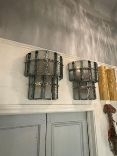 Pair of Murano Ice Block Sconces