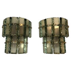 Pair of Murano Ice Block Sconces