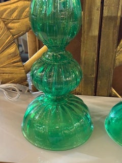 Pair of Murano Kelly Green Lamps
