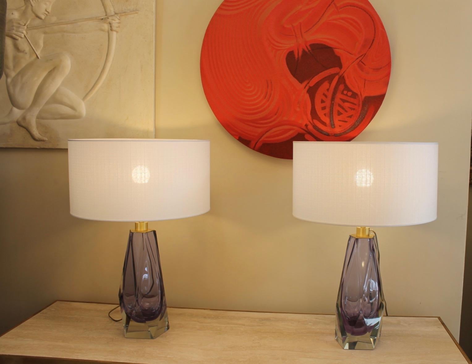 Paire de lampes de Murano, améthyste en vente 2